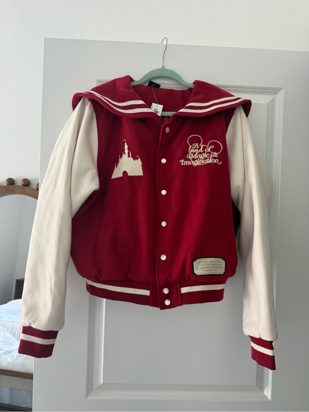 Disney Red and Cream Sailor Collar Varsity Jacket